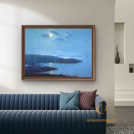 "Ivan Aivazovsky's 'Moonlit Sea Serenity' - Hand-Painted Romantic Oil Painting Reproduction"
