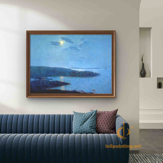 "Ivan Aivazovsky's 'Moonlit Sea Serenity' - Hand-Painted Romantic Oil Painting Reproduction"