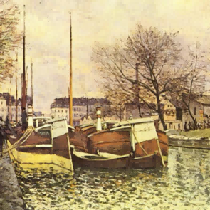 "Alfred Sisley's 'Riverside Tranquility' - Hand-Painted Impressionist Oil Painting Reproduction"