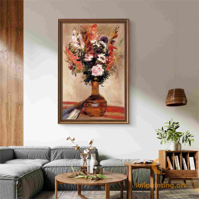 "Pierre-Auguste Renoir's 'Floral Elegance' Oil Painting Reproduction - Classic Still Life with Mixed Bouquet"