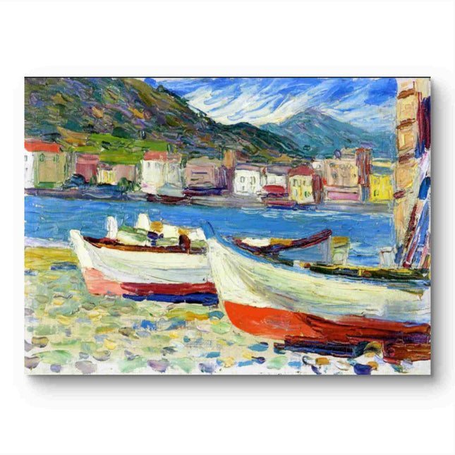 "Mediterranean Harbor Charm - Premium Hand-Painted Oil Reproduction on Canvas"