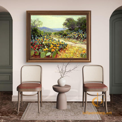 "Julian Onderdonk's 'Desert Cactus Bloom' - Premium Hand-Painted Oil Reproduction on Canvas"