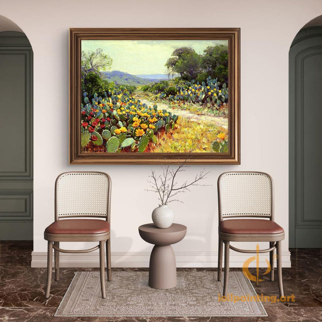 "Julian Onderdonk's 'Desert Cactus Bloom' - Premium Hand-Painted Oil Reproduction on Canvas"