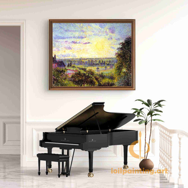 "Camille Pissarro's 'Serene Countryside at Dusk' - Hand-Painted Oil Painting Reproduction"