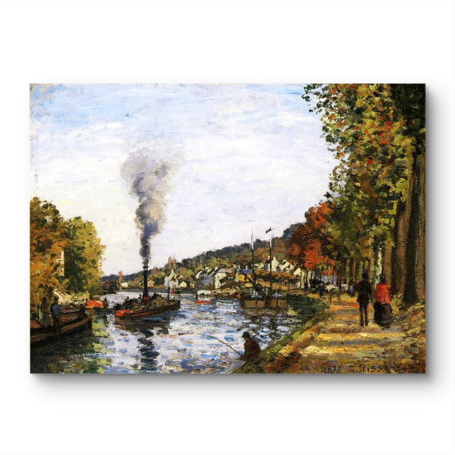 "Camille Pissarro's 'Spring on the River with Steamboat' - Hand-Painted Oil Painting Reproduction"
