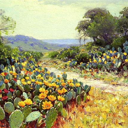 "Julian Onderdonk's 'Desert Cactus Bloom' - Premium Hand-Painted Oil Reproduction on Canvas"