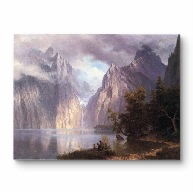 "Albert Bierstadt's 'Mountain Majesty' - Hand-Painted Landscape Oil Painting Reproduction"