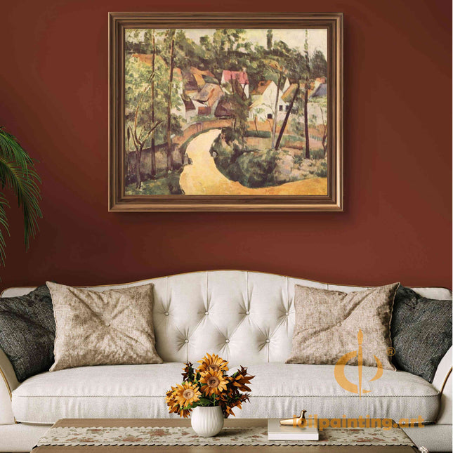 "Paul Cézanne 'Bridge over a Stream' - Authentic Post-Impressionist Landscape Oil Painting Reproduction"