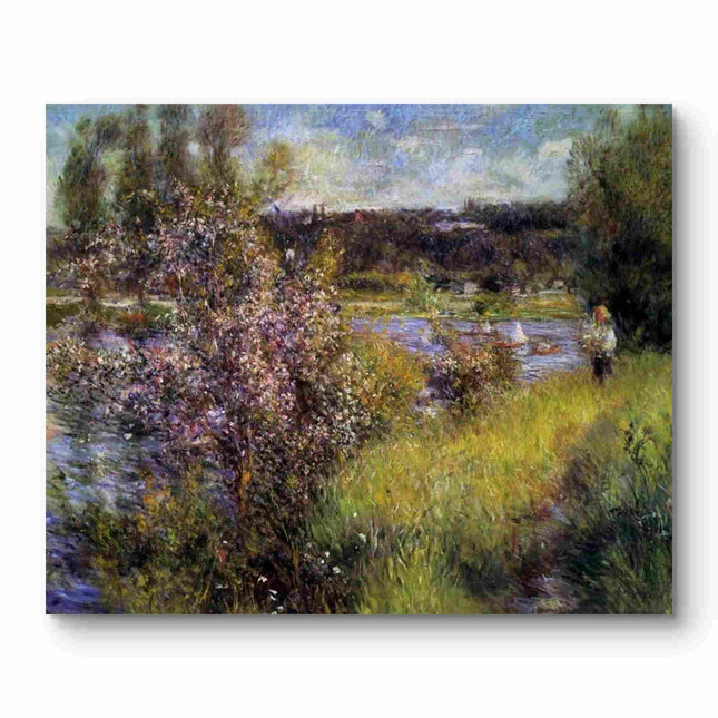 "Pierre-Auguste Renoir 'Riverside Serenity' - Authentic Impressionist Landscape Oil Painting Reproduction"