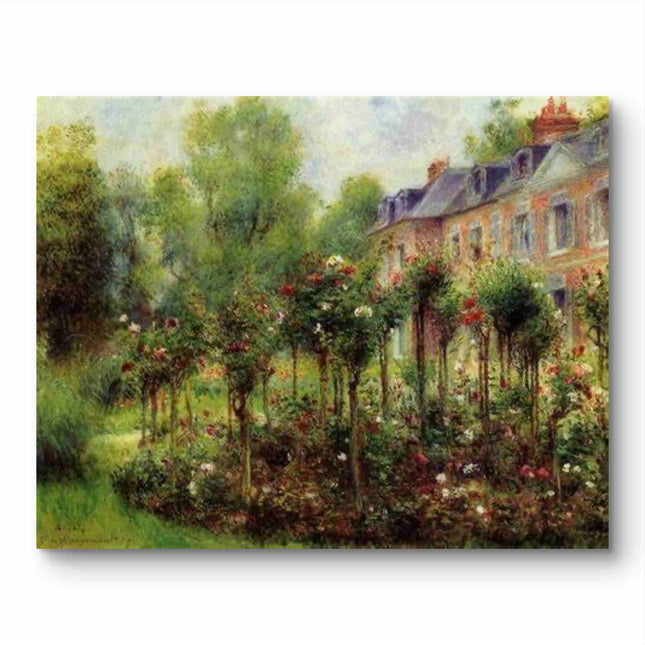 "Claude Monet 'Garden at Giverny' - Hand-Painted Impressionist Floral Landscape Reproduction"