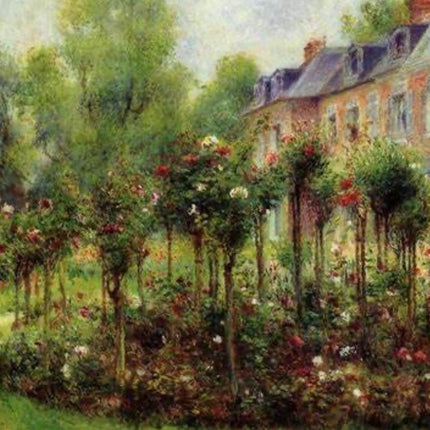 "Claude Monet 'Garden at Giverny' - Hand-Painted Impressionist Floral Landscape Reproduction"