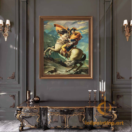 "Jacques-Louis David 'Napoleon Crossing the Alps' – Premium Neoclassical Oil Painting Reproduction | Historical Artwork"
