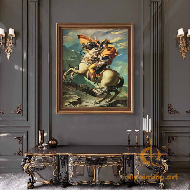 "Jacques-Louis David 'Napoleon Crossing the Alps' – Premium Neoclassical Oil Painting Reproduction | Historical Artwork"