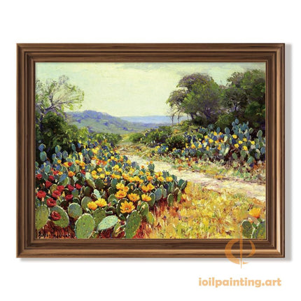 "Julian Onderdonk's 'Desert Cactus Bloom' - Premium Hand-Painted Oil Reproduction on Canvas"