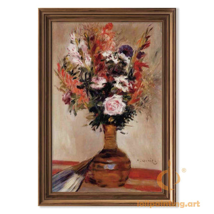 "Pierre-Auguste Renoir's 'Floral Elegance' Oil Painting Reproduction - Classic Still Life with Mixed Bouquet"