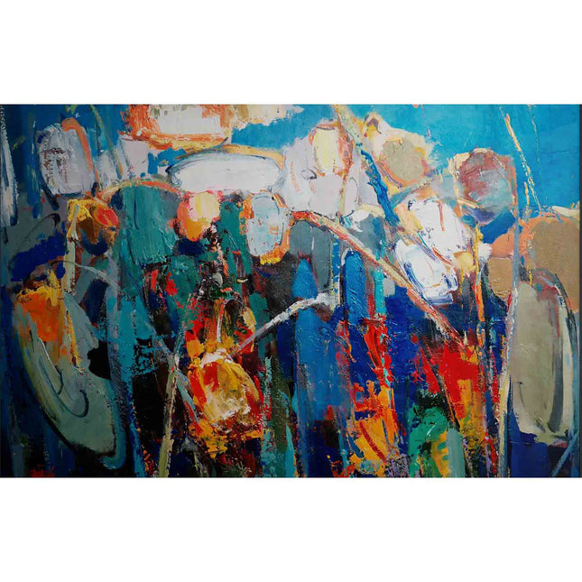 "Modern Abstract Oil Painting - Bold & Vibrant Colorful Canvas Art - Contemporary Wall Decor for Living Room & Office"