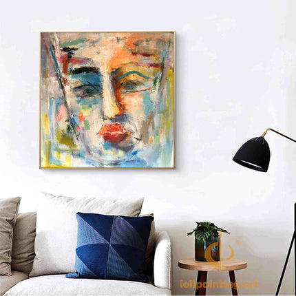 "Expressive Abstract Portrait Oil Painting Reproduction – Vibrant Modern Art Print with Bold Colors"