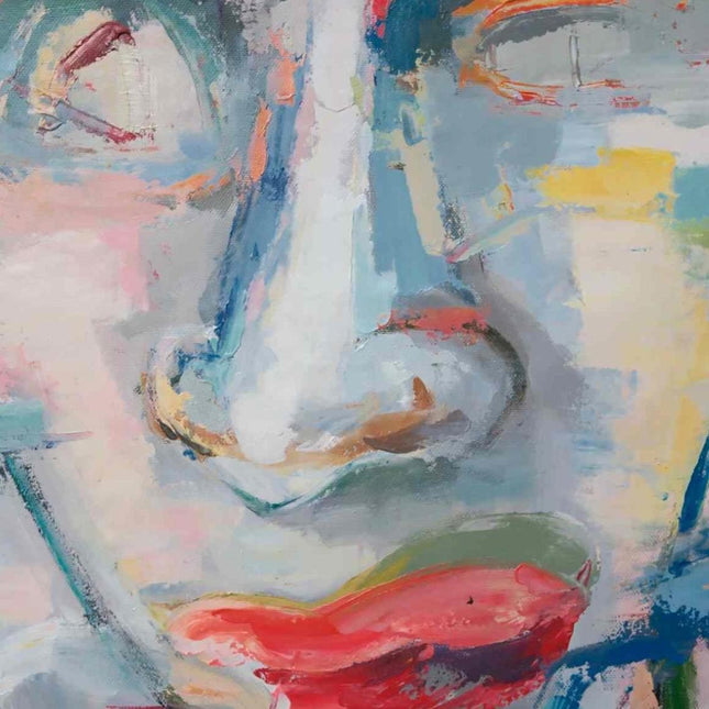 "Modern Abstract Face Oil Painting - Bold Expressionist Portrait in Vibrant Colors | Handmade Wall Art"