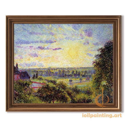 "Camille Pissarro's 'Serene Countryside at Dusk' - Hand-Painted Oil Painting Reproduction"