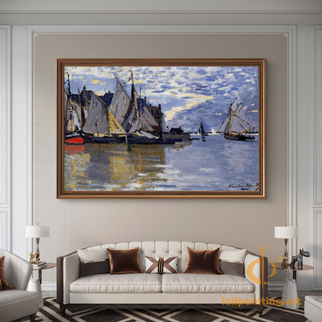 "Claude Monet's 'Harbor Serenity with Sailing Boats' - Hand-Painted Oil Painting Reproduction"