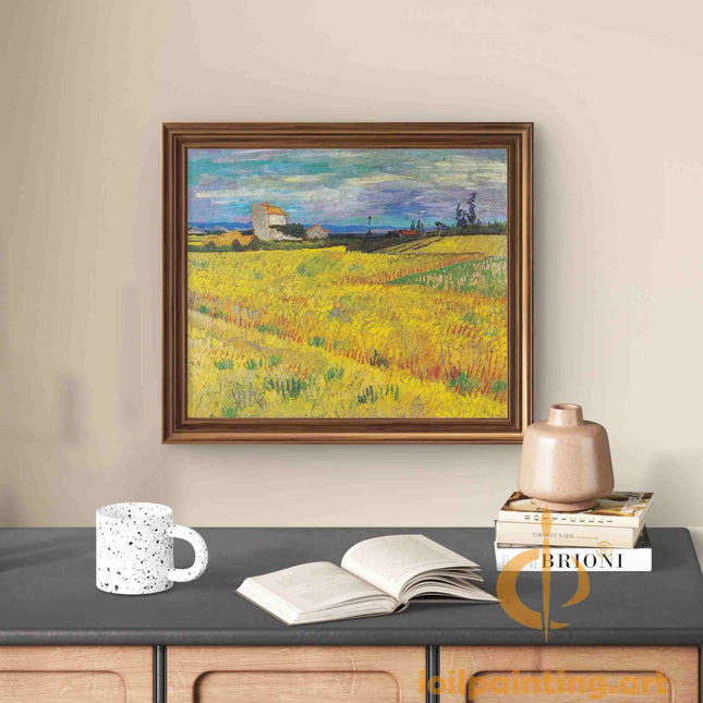 "Vincent van Gogh's 'Golden Wheat Fields at Sunset' - Premium Hand-Painted Oil Reproduction on Canvas"