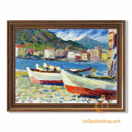 "Mediterranean Harbor Charm - Premium Hand-Painted Oil Reproduction on Canvas"