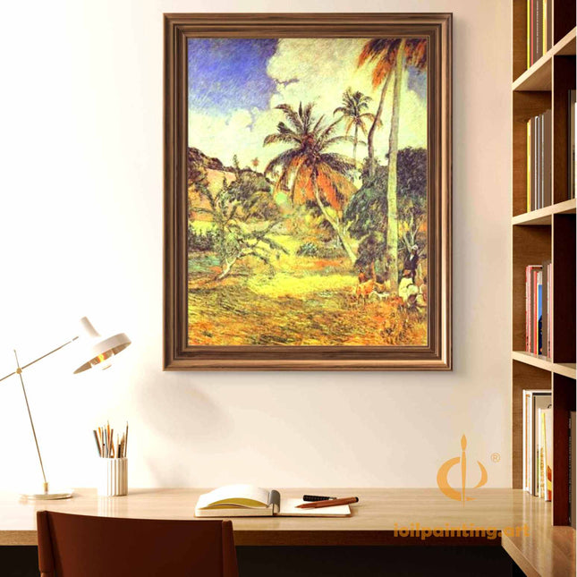"Paul Gauguin Tropical Landscape Painting – Exotic Post-Impressionist Reproduction