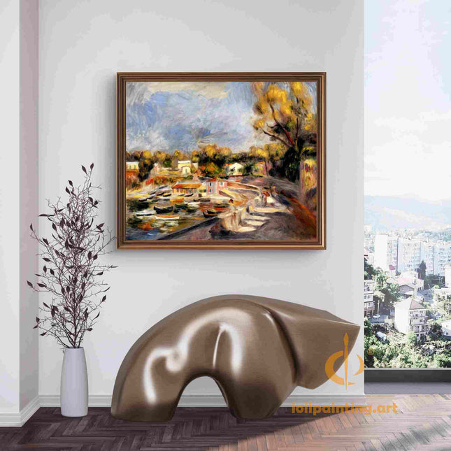 "Pierre-Auguste Renoir's 'Harbor Serenity' - Premium Hand-Painted Oil Painting Reproduction"