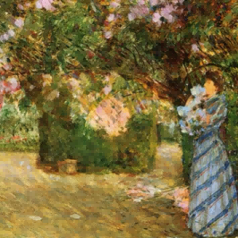 "Pierre-Auguste Renoir's 'Lady in Floral Garden' - Hand-Painted Impressionist Oil Painting Reproduction"
