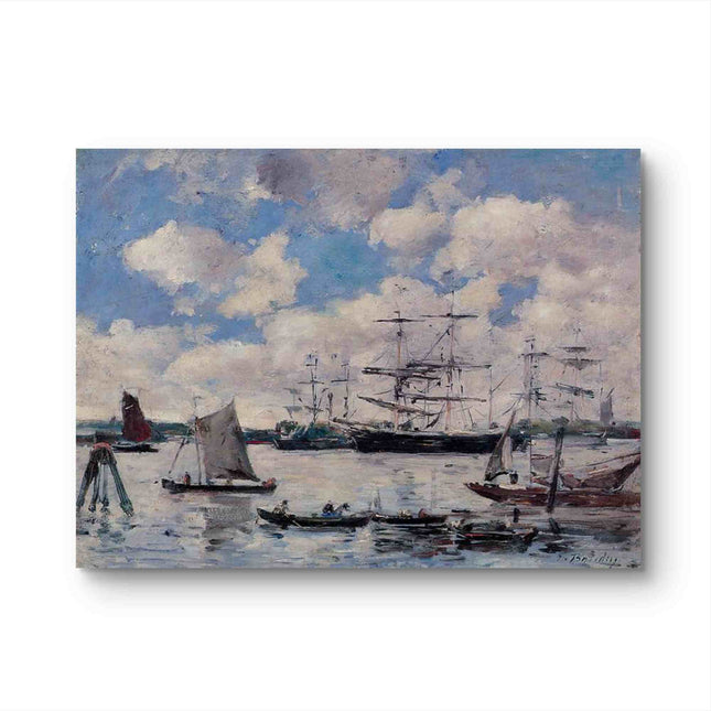 "Eugène Boudin's 'Harbor Serenity with Sailboats' - Hand-Painted Oil Painting Reproduction"