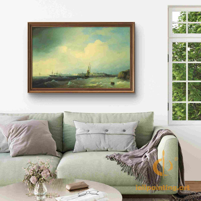 "Ivan Aivazovsky's 'Stormy Seas with Brave Sailboats' - Hand-Painted Oil Painting Reproduction"