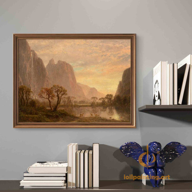 "Albert Bierstadt's 'Autumn Mountain Serenity' - Hand-Painted Landscape Oil Painting Reproduction"