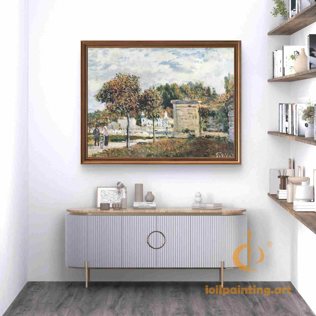 "Claude Monet's 'Village Serenity' - Hand-Painted Impressionist Oil Painting Reproduction"