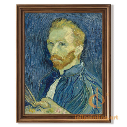"Vincent van Gogh's 'Self-Portrait with Blue Background' - Premium Hand-Painted Oil Reproduction on Canvas"