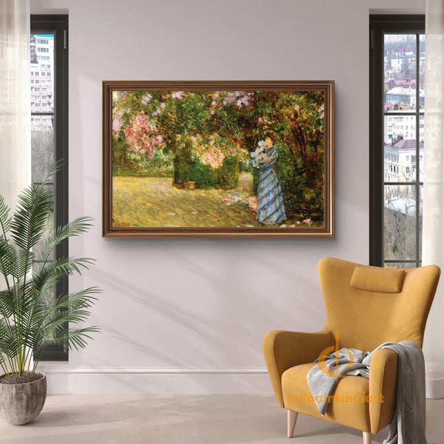 "Pierre-Auguste Renoir's 'Lady in Floral Garden' - Hand-Painted Impressionist Oil Painting Reproduction"