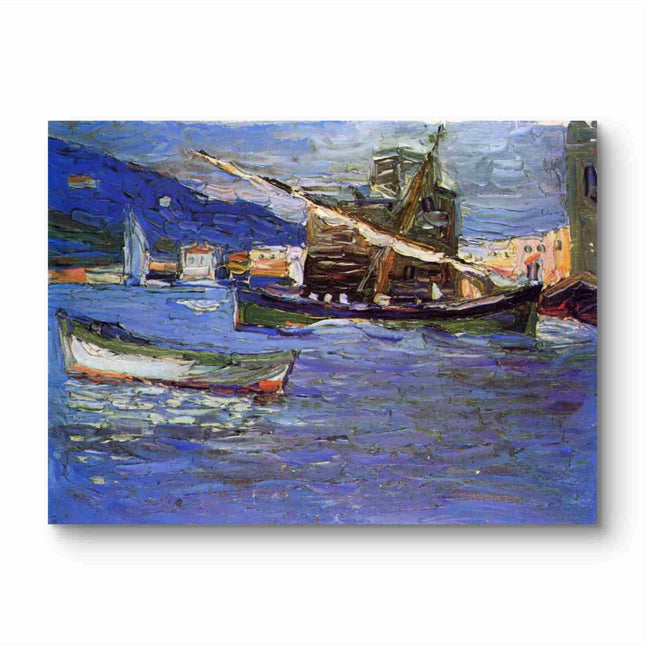 "Serene Harbor at Dusk - Premium Hand-Painted Oil Reproduction on Canvas"