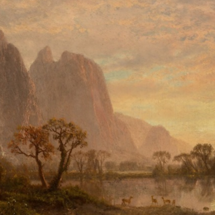 "Albert Bierstadt's 'Autumn Mountain Serenity' - Hand-Painted Landscape Oil Painting Reproduction"