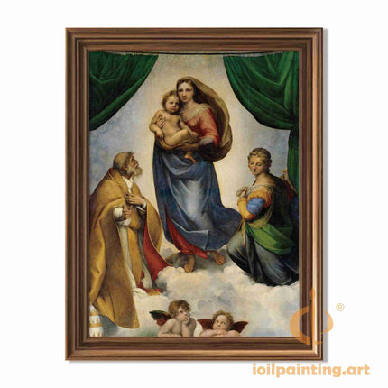 "Raphael's 'Sistine Madonna' - Hand-Painted Renaissance Oil Painting Reproduction"