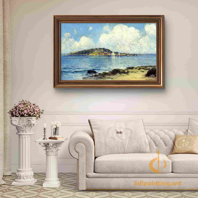 "Julian Onderdonk's 'Mediterranean Harbor Serenity' Oil Painting Reproduction on Canvas"