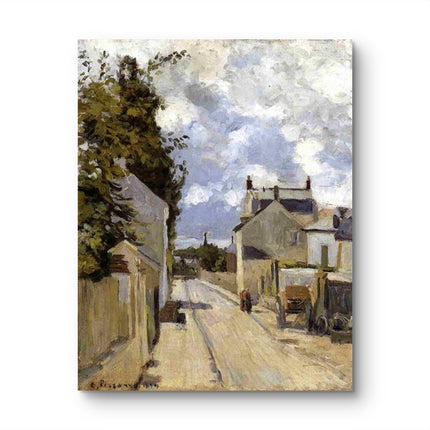 "Camille Pissarro's 'Charming Village Street Scene' - Hand-Painted Oil Painting Reproduction"