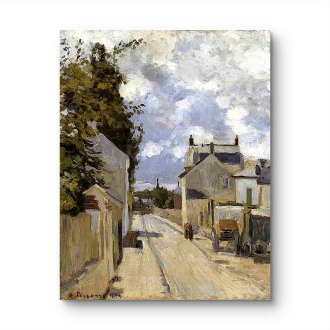 "Camille Pissarro's 'Charming Village Street Scene' - Hand-Painted Oil Painting Reproduction"