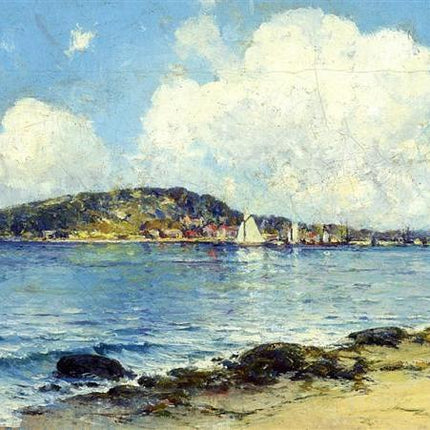 "Julian Onderdonk's 'Mediterranean Harbor Serenity' Oil Painting Reproduction on Canvas"
