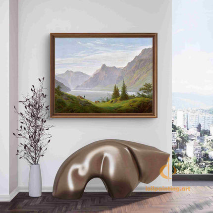 "Jacob van Ruisdael's 'Pastoral Mountain Serenity' - Hand-Painted Dutch Landscape Oil Painting Reproduction"