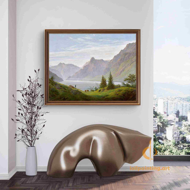 "Jacob van Ruisdael's 'Pastoral Mountain Serenity' - Hand-Painted Dutch Landscape Oil Painting Reproduction"