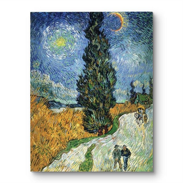"Vincent van Gogh's 'Road with Cypress and Star' - Premium Hand-Painted Oil Reproduction on Canvas"