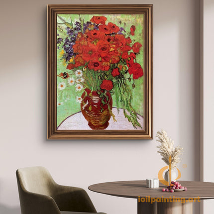 "Vincent van Gogh's 'Red Poppies in a Vase' - Premium Hand-Painted Oil Reproduction on Canvas"