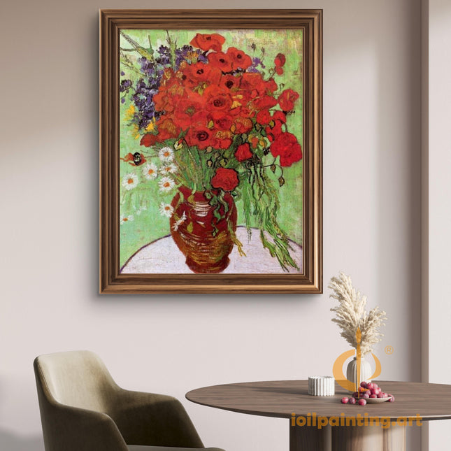 "Vincent van Gogh's 'Red Poppies in a Vase' - Premium Hand-Painted Oil Reproduction on Canvas"