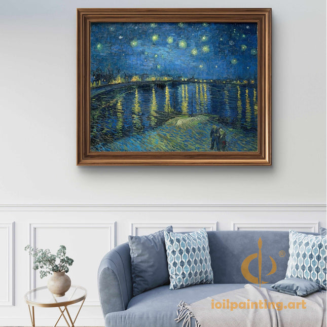 "Vincent van Gogh's 'Starry Night Over the Rhône' - Premium Hand-Painted Oil Reproduction on Canvas"