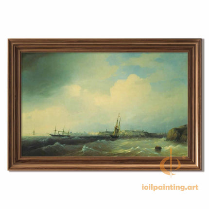 "Ivan Aivazovsky's 'Stormy Seas with Brave Sailboats' - Hand-Painted Oil Painting Reproduction"