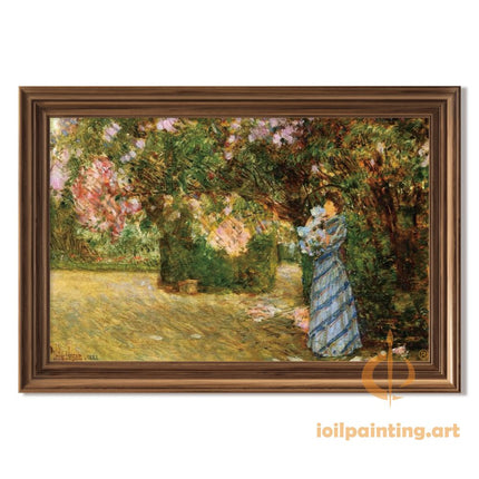"Pierre-Auguste Renoir's 'Lady in Floral Garden' - Hand-Painted Impressionist Oil Painting Reproduction"